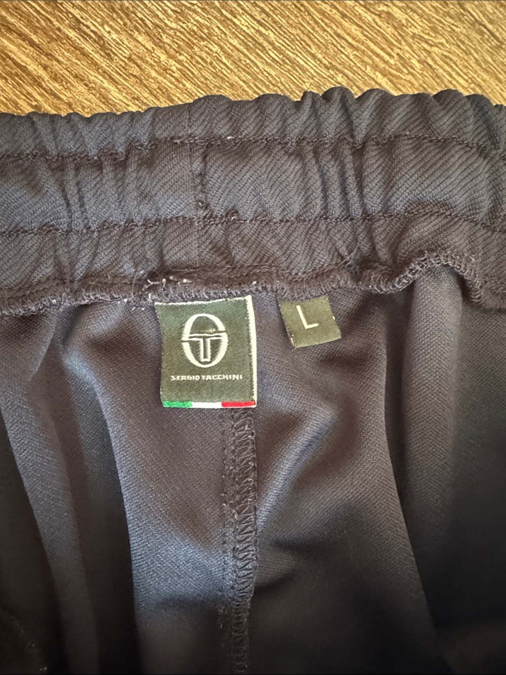 Sergio Tacchini Navy Track Pants Joggers with White Side Stripes Size Large - Picture 4 of 5